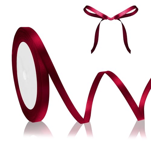 Rotwein Satinband Schleifenband Dunkelrot 23m, 6mm Breite, Geschenkband Weinrot Dekoband Weihnachten, Stoffband für Basteln Halloween Taufe Geburtstag Geschenkverpackung Deko Rot Seidenband Rotwein Satinband Schleifenband Dunkelrot 23m, 6mm Breite, Geschenkband Weinrot Dekoband Weihnachten, Stoffband für Basteln Halloween Taufe Geburtstag Geschenkverpackung Deko Rot Seidenband von QWZify