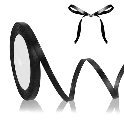 Schwarz Geschenkband Satinband 6mm 23M, Schleifenband, Haarband Dekoband Stoffband für Trauerschleife Hochzeit Halloween Weihnachten Basteln Geburtstag Geschenkverpackung Seidenband Schwarz Geschenkband Satinband 6mm 23M, Schleifenband, Haarband Dekoband Stoffband für Trauerschleife Hochzeit Halloween Weihnachten Basteln Geburtstag Geschenkverpackung Seidenband von QWZify