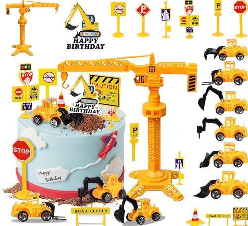QXNDXQ 17 Stück Tortendeko Baustelle,Kuchen Deko Baustelle,Bagger Kuchen Deko,Metall Kunststoff Baustellenfahrzeuge Verkehrsschilder Kinder,Baustelle Spielzeug Kuchen Deko Junge QXNDXQ 17 Stück Tortendeko Baustelle,Kuchen Deko Baustelle,Bagger Kuchen Deko,Metall Kunststoff Baustellenfahrzeuge Verkehrsschilder Kinder,Baustelle Spielzeug Kuchen Deko Junge von QXNDXQ