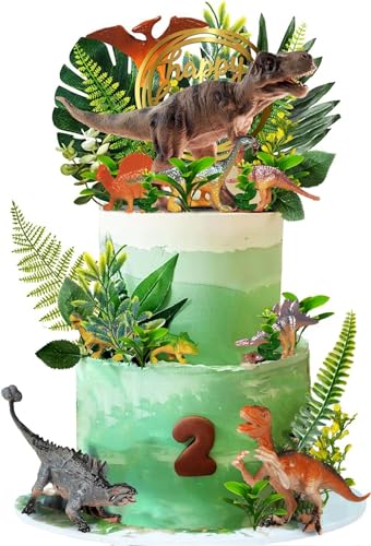 QXNDXQ 39 Stück Kuchendeko Dinosaurier, Dinosaurier-Spielzeug, Dschungel Cake Topper Geburtstag, Dino Geburtstag Deko für Jungen Mädchen, Kindergeburtstag Dinosaurier-Thema Dschungel-Partyzubehör von QXNDXQ