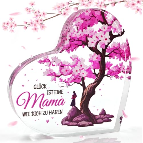 Muttertagsgeschenk für Mama, Geschenke für Mama zum Geburtstag Muttertag von Tochter Sohn, Muttertagsgeschenke für Mama Beste Mama Geschenk Geburtstagsgeschenk für Mutter Herz Acrylplatte von QXRXN