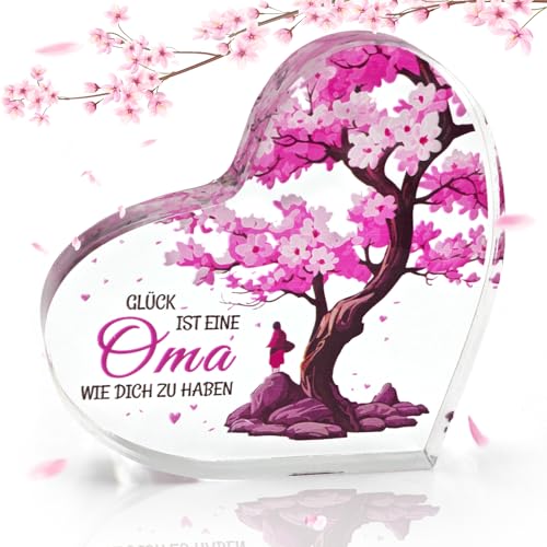 QXRXN Acrylplatte Herz, Personalisierte Geschenk Oma Geburtstag von Enkel, Muttertagsgeschenk Geburtstagsgeschenk für Oma, Transparent von QXRXN