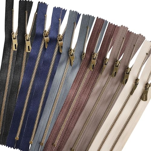 QXUJI 12 Stück #3 Metall-Reißverschlüsse für Taschen und Geldbörsen, 20 cm, Antik-Messing-Jeans-Ersatzreißverschlüsse für Heimwerker, Nähen, Handwerk, Kleidung, Handtaschen, 6 Farben QXUJI 12 Stück #3 Metall-Reißverschlüsse für Taschen und Geldbörsen, 20 cm, Antik-Messing-Jeans-Ersatzreißverschlüsse für Heimwerker, Nähen, Handwerk, Kleidung, Handtaschen, 6 Farben von QXUJI