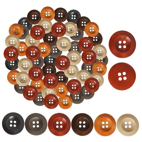QXUJI 60 Stück 25 mm große Holzknöpfe, 4-Loch-Nähknöpfe, für Nähprojekte, Basteln, Hemden, Kleider, Mäntel, Anzüge, Pullover, 6 Farben QXUJI 60 Stück 25 mm große Holzknöpfe, 4-Loch-Nähknöpfe, für Nähprojekte, Basteln, Hemden, Kleider, Mäntel, Anzüge, Pullover, 6 Farben von QXUJI