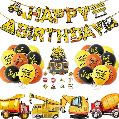 Bagger Deko Kindergeburtstag, Baustellen GeburtstagdekoJunge, Bagger Luftballons Geburtstag, Baufahrzeug Spielzeuge, BAU Party Dekoration von QY ManCang
