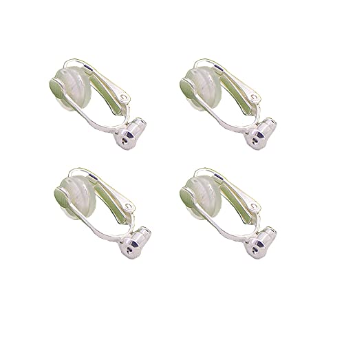 2 Paar Ohrring-Clip-Verschlüsse, zum Anklippen, Konverter-Komponenten mit Pfosten für keine Ohrlöcher, Silber mit Pads 2 Paar Ohrring-Clip-Verschlüsse, zum Anklippen, Konverter-Komponenten mit Pfosten für keine Ohrlöcher, Silber mit Pads von QYAJS