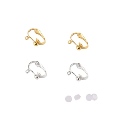 Ohrring-Clip-Verschlüsse, zum Anklippen, Konverter-Komponenten, mit Pfosten für keine Ohrlöcher, Gold und Silber, mit Pads Ohrring-Clip-Verschlüsse, zum Anklippen, Konverter-Komponenten, mit Pfosten für keine Ohrlöcher, Gold und Silber, mit Pads von QYAJS