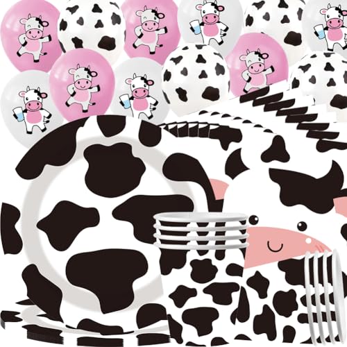 52 Pcs Bauernhof Geschirr, Kuh Party Dekorationen, Kuh Geburtstag Thema Party Deko,Kühe Druck Partydekorationen,Bauernhof Geburtstag Teller,Farm Kuh Luftballon,Geeignet für 10-Gäste 52 Pcs Bauernhof Geschirr, Kuh Party Dekorationen, Kuh Geburtstag Thema Party Deko,Kühe Druck Partydekorationen,Bauernhof Geburtstag Teller,Farm Kuh Luftballon,Geeignet für 10-Gäste von QYEHF