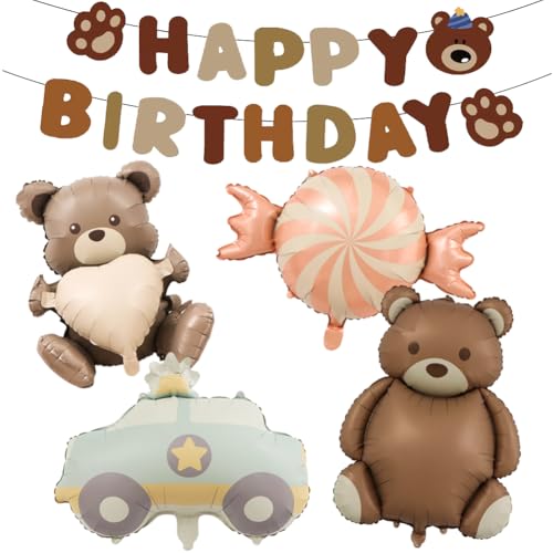 Bär Folienballon Set,Bär Geburtstag Deko,XXL Bär Happy Birthday Ballon,5PCS Bär Folienballon Geburtstag,Bären Luftballon Tiere Ballons Dschungel Deko,Bär Balloon für party Deko,Polizei Süßigkeiten Bär Folienballon Set,Bär Geburtstag Deko,XXL Bär Happy Birthday Ballon,5PCS Bär Folienballon Geburtstag,Bären Luftballon Tiere Ballons Dschungel Deko,Bär Balloon für party Deko,Polizei Süßigkeiten von QYEHF