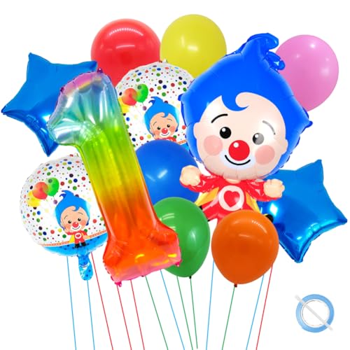 Clown Deko 1 Geburtstag,Zirkus Deko Tiere Folienballon,12PCS Clown Luftballon,Geburtstagsdeko ZirkusKarneval Zirkus Party Dekoration mit Folienballon, Zirkus Dekorationen für Mädchen,1Jubiläum von QYEHF