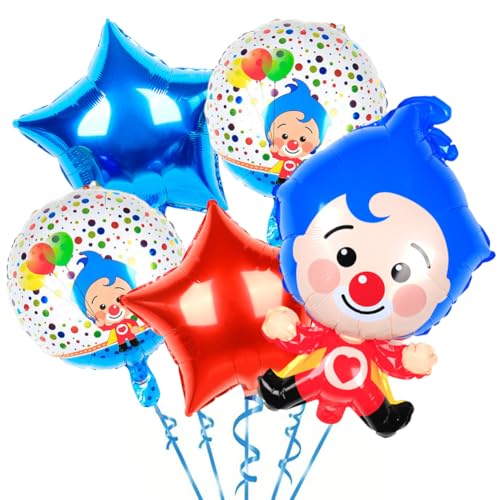 Clown Deko Geburtstag,Zirkus Deko Tiere Folienballon,5 PCS Clown Luftballon,Geburtstagsdeko ZirkusKarneval Zirkus Party Dekoration mit Folienballon, Zirkus Dekorationen für Mädchen von QYEHF