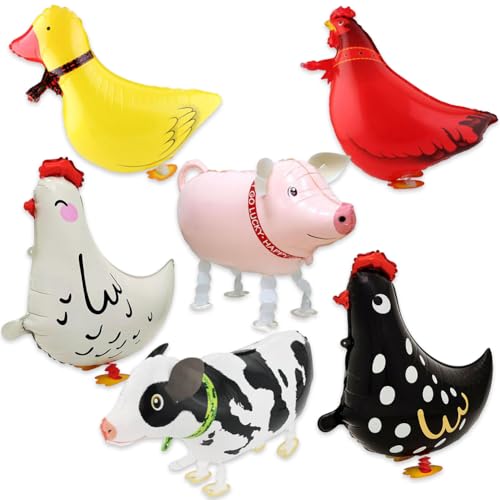 Folienballon Hahn,Folienballon Tiere Walking,Luftballons Geburtstag Huhn Airwalker Huhn, Bauernhof Tiere Geburtstag Party Decoration, 6PCS Folienballon Hahn,Folienballon Tiere Walking,Luftballons Geburtstag Huhn Airwalker Huhn, Bauernhof Tiere Geburtstag Party Decoration, 6PCS von QYEHF