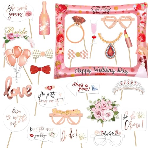 JG-A- Foto-Booth Requisiten, 24PCS Bride Photo Booth Aufblasbarer Fotorahmen,Klebepunkten fur Bachelorette Party Bridal Shower Deko Accessoires für Junggesellinnenabschied Frauen JG-A- Foto-Booth Requisiten, 24PCS Bride Photo Booth Aufblasbarer Fotorahmen,Klebepunkten fur Bachelorette Party Bridal Shower Deko Accessoires für Junggesellinnenabschied Frauen von QYEHF