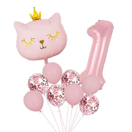 Katzen Folienballon Geburtstag,Deko 1 Geburtstag, 1 jahr Geburtstagsdeko,Katzen Luftballons Set,für Karneval, Rosa Kronen Katzen Helium Ballon für Kindergeburtstag Deko Katzen Folienballon Geburtstag,Deko 1 Geburtstag, 1 jahr Geburtstagsdeko,Katzen Luftballons Set,für Karneval, Rosa Kronen Katzen Helium Ballon für Kindergeburtstag Deko von QYEHF