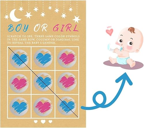 QYEHF 16PCS Gender Reveal Party Spiele,Geschlecht Reveal Scratch Off Karten - Reveal Spiele, Seine EIN Junge Geschlecht Reveal Toe Board, Reveal Ideen Party & Scratch Off Game (Junge,10 x 15 cm) von QYEHF
