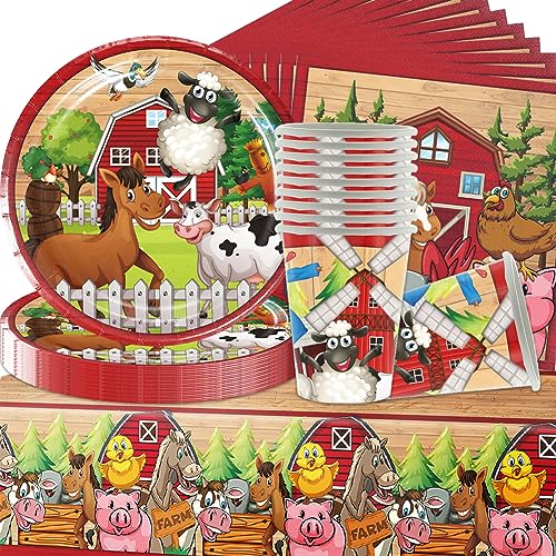 QYEHF Bauernhof-Kuh-Partygeschirr, 41-teiliges Set, Mehrfarbig, Tierdruck, Partyzubehör, Dinnerware, Bauernhof-Tier-Thema Party, Wiederverwendbar, 10 Gäste, Handwäsche QYEHF Bauernhof-Kuh-Partygeschirr, 41-teiliges Set, Mehrfarbig, Tierdruck, Partyzubehör, Dinnerware, Bauernhof-Tier-Thema Party, Wiederverwendbar, 10 Gäste, Handwäsche von QYEHF
