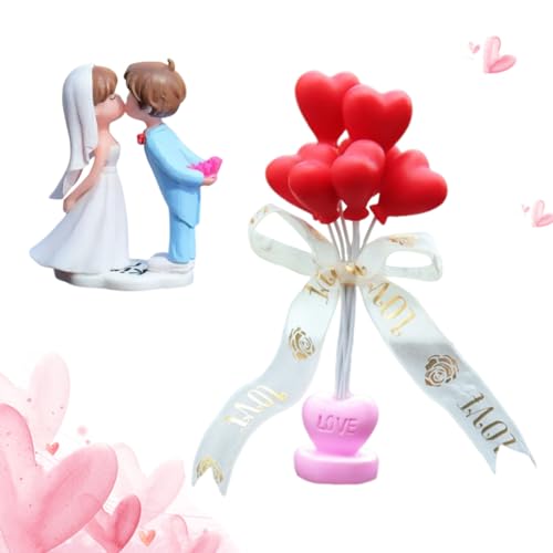 Tortenfigur Hochzeitstorte, süße Paar-Accessoires mit Luftballons, Niedliche Kuss-Paar-Puppen-Ornamente, Auto-Armaturenbrett-Dekorationen, als Bürodekoration usw Tortenfigur Hochzeitstorte, süße Paar-Accessoires mit Luftballons, Niedliche Kuss-Paar-Puppen-Ornamente, Auto-Armaturenbrett-Dekorationen, als Bürodekoration usw von QYEHF