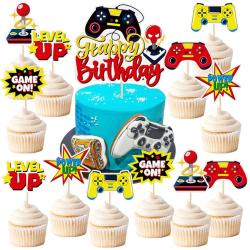 Videospiel Cupcake Toppers, 13PCS Video Game Cake Topper, Happy Birthday Cake Decoration Game Party Supplies for Children Girls Boys Party Cake Geschenk-Rot Videospiel Cupcake Toppers, 13PCS Video Game Cake Topper, Happy Birthday Cake Decoration Game Party Supplies for Children Girls Boys Party Cake Geschenk-Rot von QYEHF
