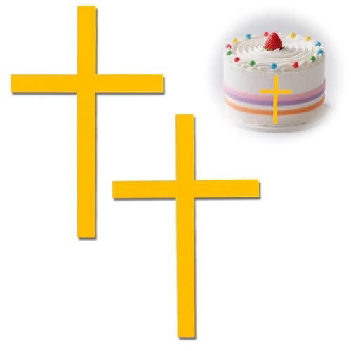 2 Stück Kreuz Tortendeko Taufe, Mädchen Junge, Firmung Tortendeko, Deko Torte, Kuchen Deko Taufe, Goldene Tortenaufleger Kreuz für Hochzeit Geburtstag Kommunion 2 Stück Kreuz Tortendeko Taufe, Mädchen Junge, Firmung Tortendeko, Deko Torte, Kuchen Deko Taufe, Goldene Tortenaufleger Kreuz für Hochzeit Geburtstag Kommunion von QYHON