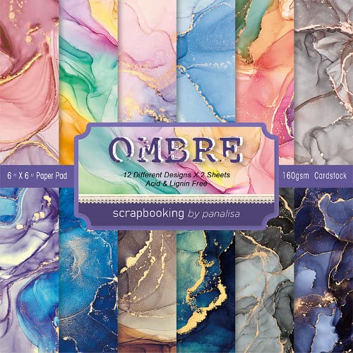 QYLPZ Scrapbooking-Zubehör, Marmor-Muster, Bronzing, Scrapbooking, Karton, Papierblöcke, Scrapbooking-Zubehör für dekorative Karten, 24 Blatt, 15,2 x 15,2 cm (1-1) von QYLPZ