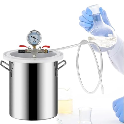 Vakuum-Entgasungskammer, 304 Edelstahl-Gel-Epoxidharz-Vakuumkammer-Kit mit geeignetem Ventilvakuummeter, Laborflüssigkeitsentschäumermaschine, ohne Pumpe, for Harzguss, Holzstabilisierung(12L) von QYOEGSQ