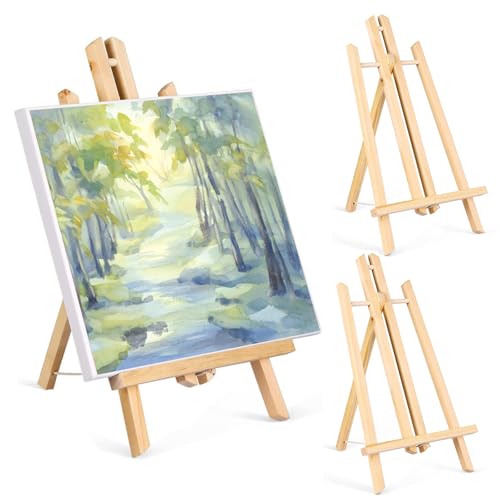 3 Stück Staffelei aus Holz, Staffelei Klein 30 cm Hoch Leinwand Ständer Dreieck Faltbar Und Höhenverstellbar Staffeleien Tischstaffelei für Malerei Skizze Hochzeit Ausstellung von QYRDBGY