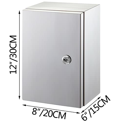 Elektrischer Gehäusekasten 304 Edelstahl verdicktes Staubschloss IP65 wasserdicht for Schutz von Innen- &Schaltungen im Freien(12 x 8 x 6 in) von QZCX
