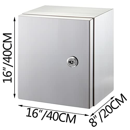 Elektrischer Gehäusekasten 304 Edelstahl verdicktes Staubschloss IP65 wasserdicht for Schutz von Innen- &Schaltungen im Freien(16 x 16 x 8 in) von QZCX