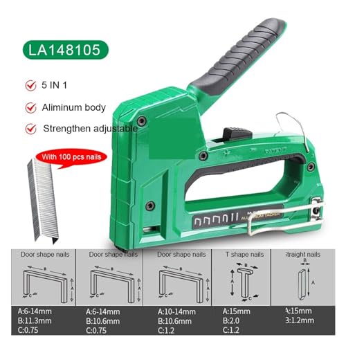 Nagler, 5 In 1 Heavy Duty Stapler For DIY Home Decoration Furniture Stapler Rivet Tool Manual Nail Gun With Staples Nailer(LA148105) von QZCX