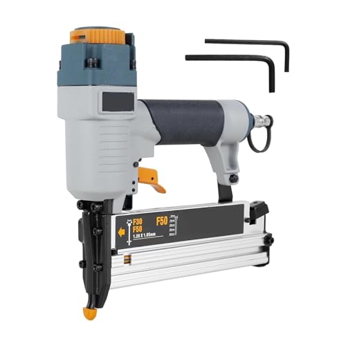Nagler, Luftnagler AIR INDUSTRIAL COIL NAILER NAIL GUN Carpenter Pneumatische Nagelpistole 16Ga/18Ga Holzbearbeitung Lufthefter T50 F50 440K Nägel(Gris) von QZCX