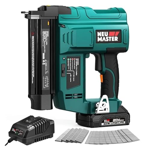 Nagler, Nagelpistole, batteriebetrieben, 18 Gauge, 2-in-1 Akku-Nagelgerät/Tacker mit 2,0-Ah-Li-Ionen-Akku, 1000 Stück Nägel Nagler, Nagelpistole, batteriebetrieben, 18 Gauge, 2-in-1 Akku-Nagelgerät/Tacker mit 2,0-Ah-Li-Ionen-Akku, 1000 Stück Nägel von QZCX