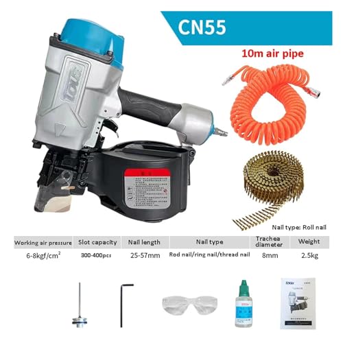 Nagler, Palettenspulennagler CN55 CN70 Pneumatischer Nagler Luftnagelpistole for Holzbearbeitungsmöbel Verpackungskastenwerkzeug(CN55) von QZCX