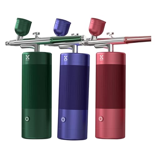 Nagler, Professionelle Mini Wireless Airbrush Kompressor Set Hohe Kapazität Pistole for Barber Nagel Modell Auto Schönheit gel Blaster Pistole(Blue) von QZCX