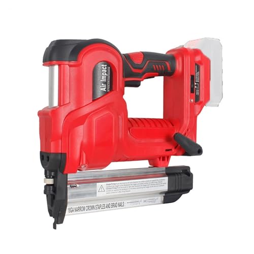 Nagler, Schnurlose elektrische Nagelpistole for gerade Nägel, Nagelmaschine mit 32 mm und 50 mm Nägeln, wiederaufladbarer elektrischer Hefter for Akku(Rood) von QZCX