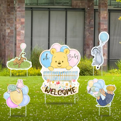 5 Stück klassische Pooh Hof-Schilder, Junge oder Mädchen, Winnie Babyparty-Dekorationen, Pooh Babyparty-Dekorationen, Party-Dekoration 5 Stück klassische Pooh Hof-Schilder, Junge oder Mädchen, Winnie Babyparty-Dekorationen, Pooh Babyparty-Dekorationen, Party-Dekoration von QZCYU