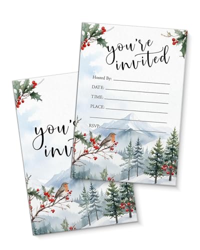 QZJ Einladungen für Weihnachtsfeiern, Set mit Umschlägen, Set mit 20 Winter-Wald-Rotkehlchen-Einladungen, zum Ausfüllen, blanko, doppelseitig QZJ Einladungen für Weihnachtsfeiern, Set mit Umschlägen, Set mit 20 Winter-Wald-Rotkehlchen-Einladungen, zum Ausfüllen, blanko, doppelseitig von QZJ