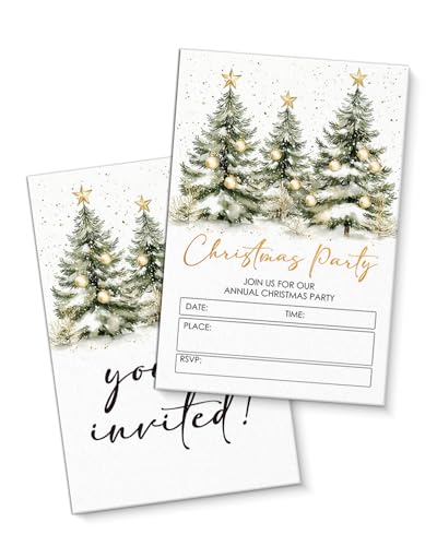 QZJ Einladungen für Weihnachtsfeiern, mit Umschlägen, Set mit 20 Weihnachtsbaum-Einladungen, blanko, doppelseitig QZJ Einladungen für Weihnachtsfeiern, mit Umschlägen, Set mit 20 Weihnachtsbaum-Einladungen, blanko, doppelseitig von QZJ
