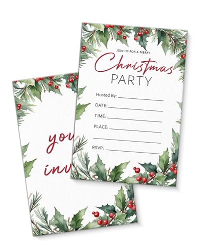 QZJ Einladungen für Weihnachtsfeiern mit Umschlägen, Set mit 20 Aquarell-Tannenzapfen, Urlaubsparty-Einladungen, blanko, doppelseitig QZJ Einladungen für Weihnachtsfeiern mit Umschlägen, Set mit 20 Aquarell-Tannenzapfen, Urlaubsparty-Einladungen, blanko, doppelseitig von QZJ
