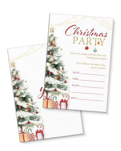 QZJ Einladungen für Weihnachtsfeiern mit Umschlägen, Set mit 20 Weihnachtsbaum-Einladungen, blanko, doppelseitig QZJ Einladungen für Weihnachtsfeiern mit Umschlägen, Set mit 20 Weihnachtsbaum-Einladungen, blanko, doppelseitig von QZJ