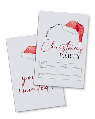 QZJ Einladungskarten für Weihnachtsfeiern, Set mit 20 Weihnachtsmannmützen, blanko, doppelseitig QZJ Einladungskarten für Weihnachtsfeiern, Set mit 20 Weihnachtsmannmützen, blanko, doppelseitig von QZJ