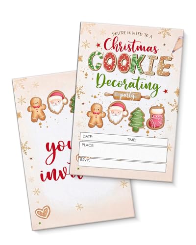 QZJ Party-Einladungen mit Umschlägen, Set mit 20 Lebkuchen-Urlaubsparty-Einladungen, blanko, doppelseitig QZJ Party-Einladungen mit Umschlägen, Set mit 20 Lebkuchen-Urlaubsparty-Einladungen, blanko, doppelseitig von QZJ
