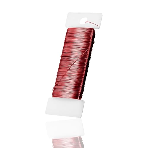QZKJQDD 0,35mm x 50m Basteldraht Dünn, 1 Rollen Draht Zum Basteln, Langlebig, hochwertig, gut formbar, geeignet für Floristik, Schmuckherstellung, Basteln, Blumendraht, dünn für Dekoration (Rot) von QZKJQDD