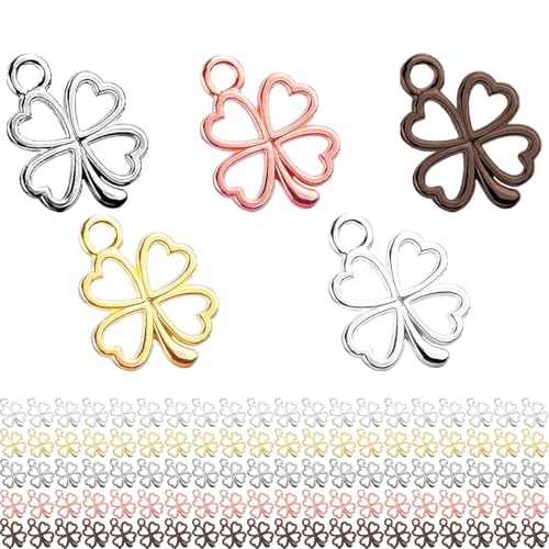 QZKJQDD 100 Stück Glücksbringer Vierblättriges Kleeblatt, Kleine Vierblättriges Kleeblatt Anhänger, Metall Mini Armbandanhänger, Geeignet für Halsketten, Ohrringe, Armbänder, Accessoires und Anhänger QZKJQDD 100 Stück Glücksbringer Vierblättriges Kleeblatt, Kleine Vierblättriges Kleeblatt Anhänger, Metall Mini Armbandanhänger, Geeignet für Halsketten, Ohrringe, Armbänder, Accessoires und Anhänger von QZKJQDD