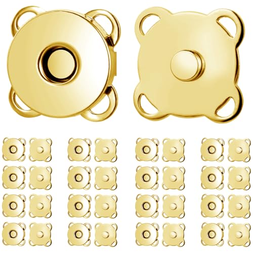QZKJQDD 20 Paare Magnetknöpfe, 14mm Metall Magnetknöpfe, Pflaumenförmiger Magnetverschluss für Geldbörsen, Handtaschen, Kleidung, Nähen, DIY Handwerk (Gold) von QZKJQDD