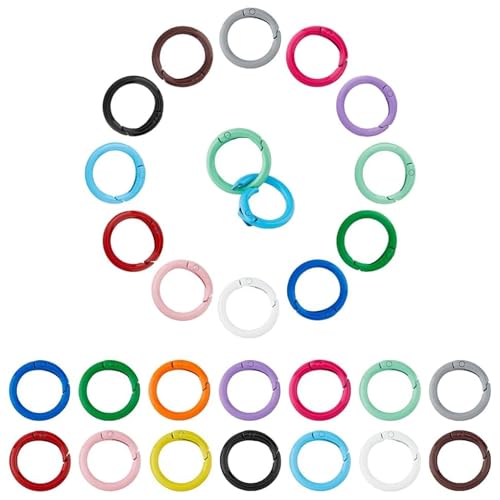 QZKJQDD 28 Stück Karabiner Rund, 24mm Ring Karabinerring Frühling, 14 Farben Schlüsselringe Ringe Schnalle, DIY Schlüsselanhänger Zubehö für Schlüsselanhänger Geldbeutel Bastelarbeiten von QZKJQDD