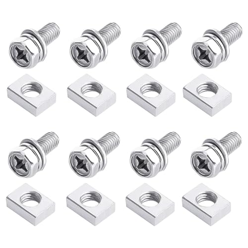 QZKJQDD 8 STK M6 x 12 mm Schrauben Muttern für Batterie Motorrad Roller, Motorradbatterie Ersatz Schrauben Klemmen Mit flacher Federscheibe für Rollerbatterie Motorräder(8 Schraube, 8 Vierkantmutter) von QZKJQDD