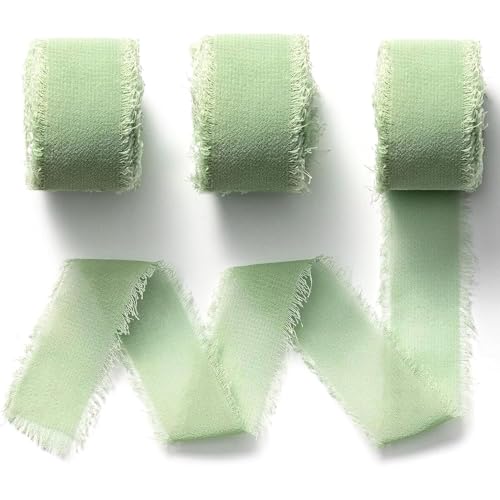 QZKJQDD Band Eukalyptus Grün, Chiffon-Geschenkband, Schleifenband Grün für Hochzeitseinladungen, Brautsträuße, Geschenkverpackungen, 3 Rollen, 4 mm x 5 Meter, Hellgrün QZKJQDD Band Eukalyptus Grün, Chiffon-Geschenkband, Schleifenband Grün für Hochzeitseinladungen, Brautsträuße, Geschenkverpackungen, 3 Rollen, 4 mm x 5 Meter, Hellgrün von QZKJQDD