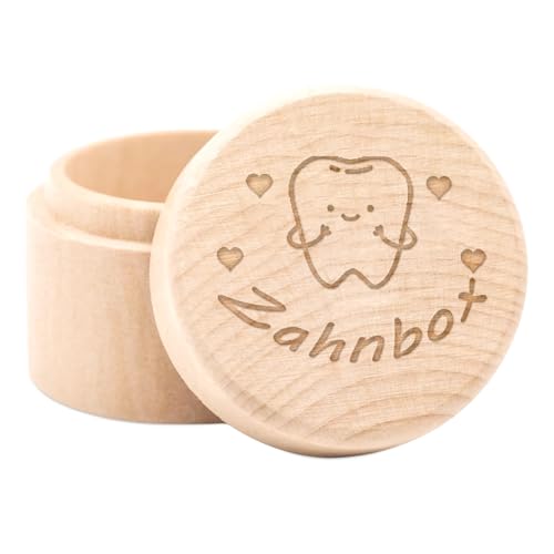 QZKJQDD Milchzahndose, Zahndose Milchzähne Jungen, Zahndose Milchzähne Mädchen, Mit „Zahnbox“-Cartoon-Zähneaufdruck, Geschenkideen für Zahnboxen für Jungen und Mädchen, Zur Taufe und Zum Geburtstag von QZKJQDD