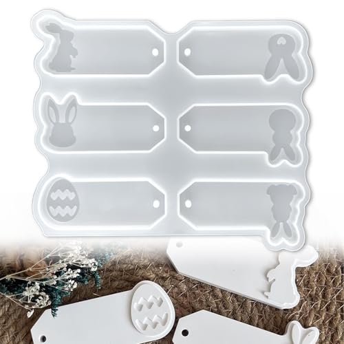 QZKJQDD Silikonformen Gießformen, Silikonform Ostern Hängeetiketten, 3D Silikonform, Osterei Kaninchen, Silikonform Ostern, Kunstharzguss-Kunsthandwerk, Gipsabdruckformen, Basteln (Hängeetiketten) von QZKJQDD