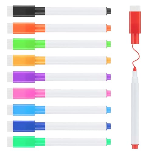 QZKJQDD Whiteboard Stifte, 12 Farbe Whiteboard Marker, Abwischbare Stifte, Whiteboard Stifte Abwischbar, Folienstift Abwischbar, Geeignet für Büros, Schulen, Wohnungen usw. (12 Stück) von QZKJQDD